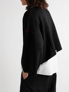 Raf Simons - Cropped Logo-Jacquard Merino Wool Sweater - Black