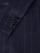 Kiton - Double-Breasted Pinstriped Virgin Wool and Cashmere-Blend Flannel Suit Jacket - Blue