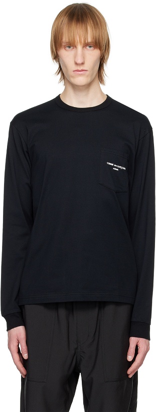 Photo: Comme des Garçons Homme Black Printed Long Sleeve T-Shirt