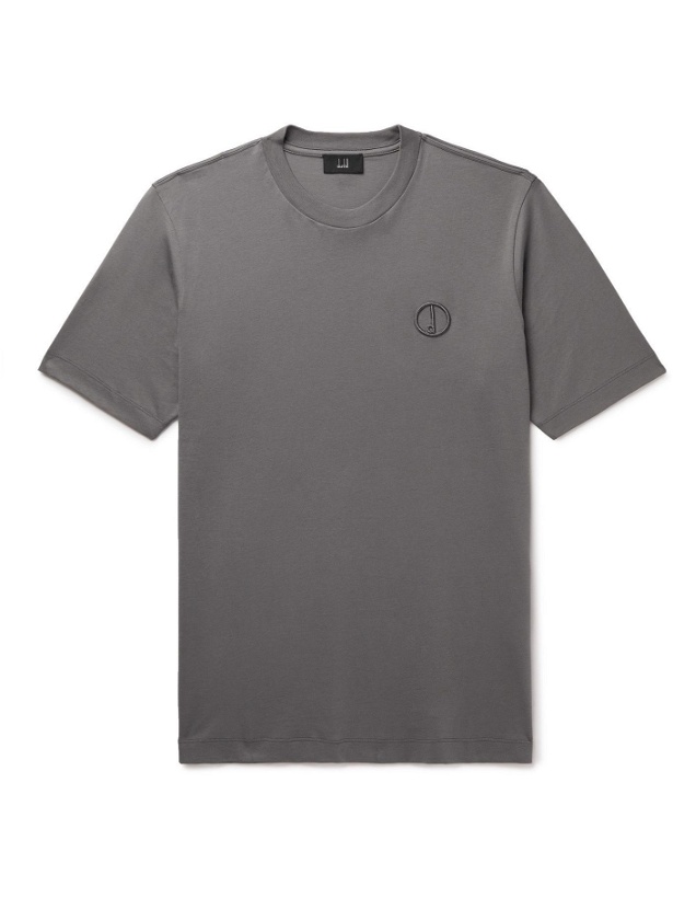 Photo: DUNHILL - Logo-Embroidered Cotton-Jersey T-Shirt - Gray