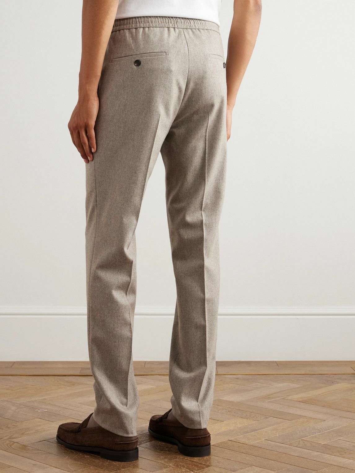 Incotex - Tapered Pleated Wool and Cashmere-Blend Trousers - Neutrals
