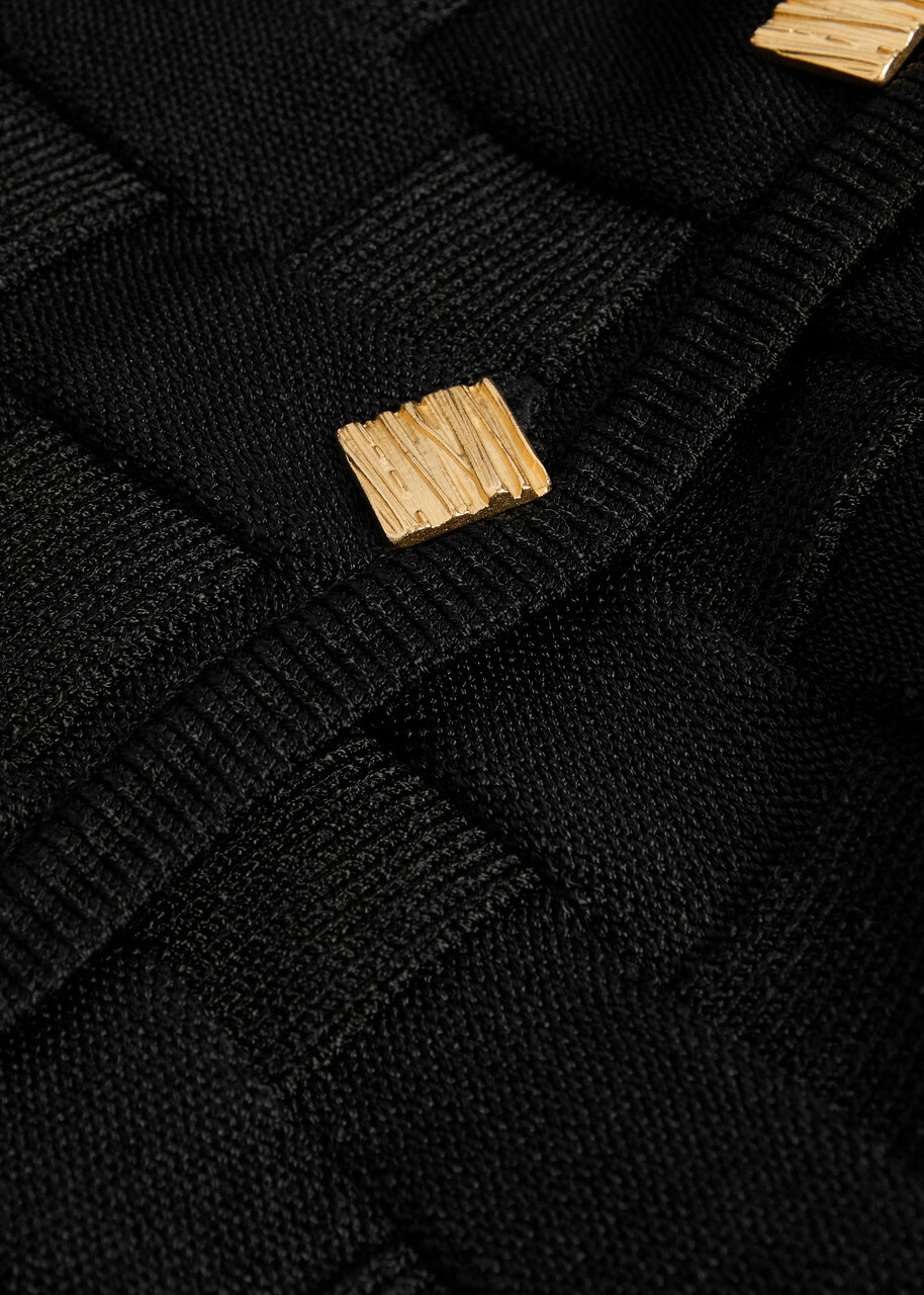 Tove Uma Checked Knit Cardigan Black