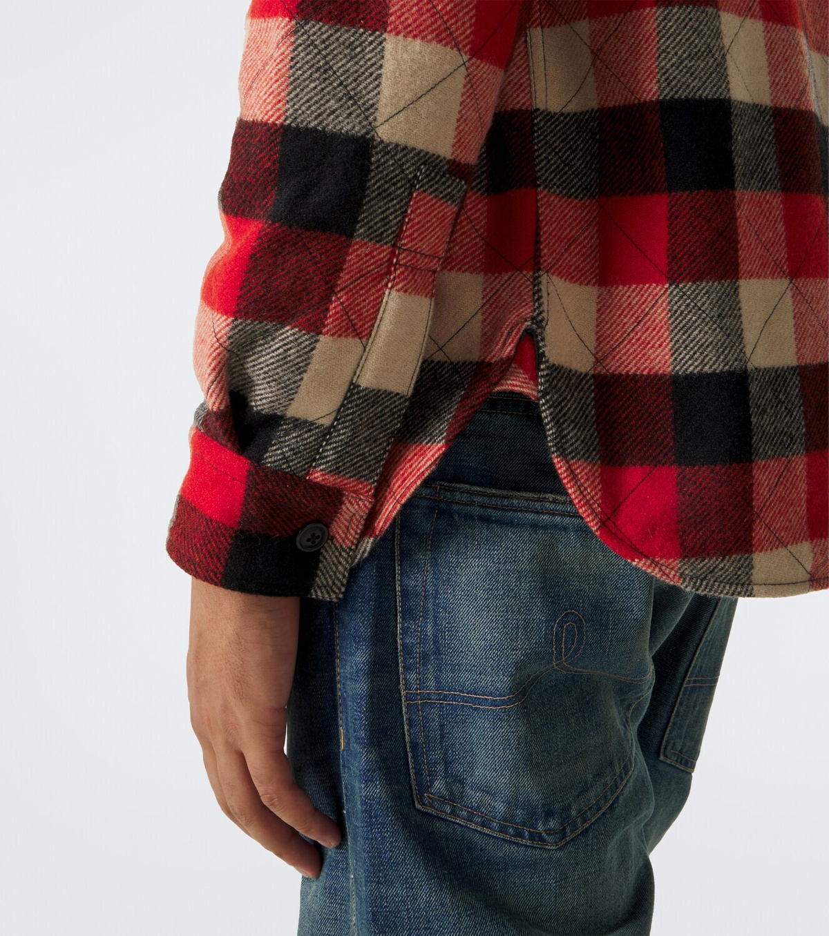 RRL Padded plaid wool twill overshirt