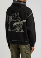 True Religion Logo-embroidered Hooded Jersey Sweatshirt Black