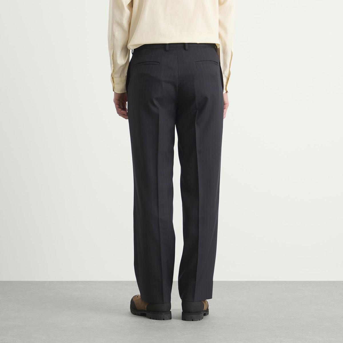 Kaptain Sunshine Men's Shadow Stripe Trousers in Navy
