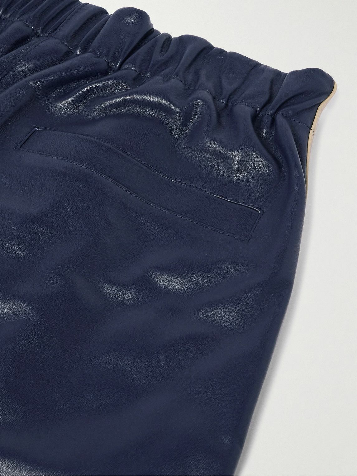 Marni - Straight-Leg Striped Leather Trousers - Blue