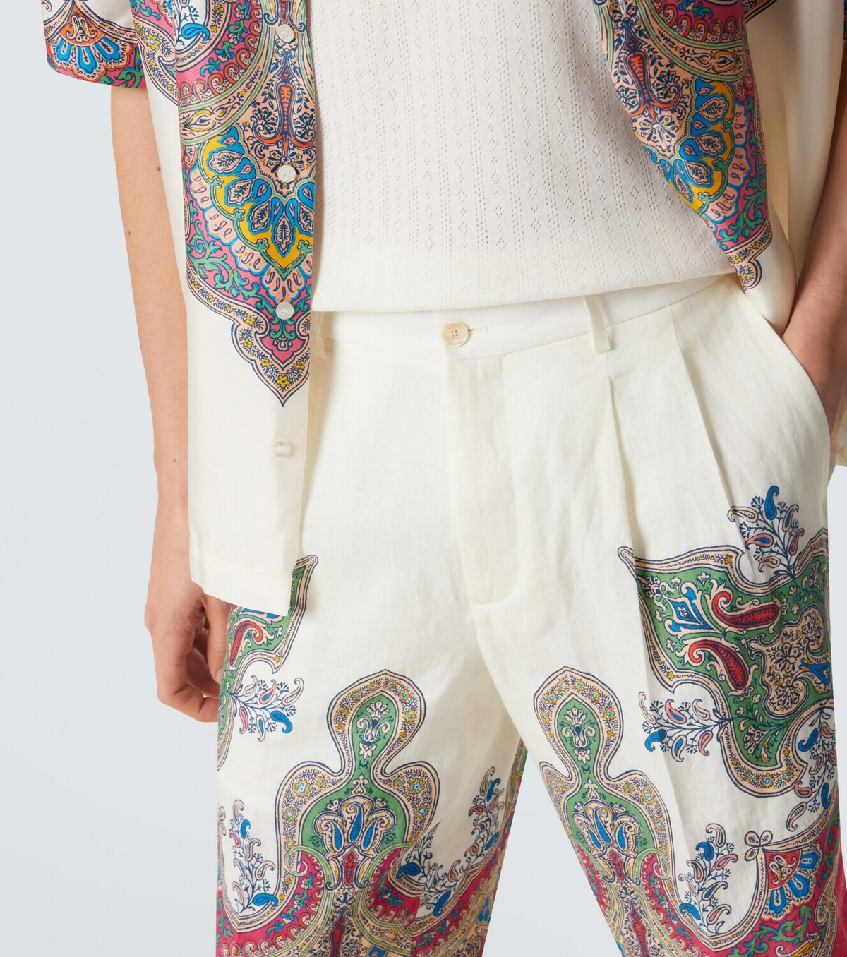 Etro Paisley linen Bermuda shorts