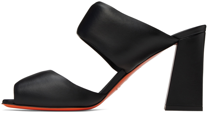 Santoni Black Leather Heels