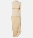 Jean Paul Gaultier Lace-trimmed semi-sheer midi dress