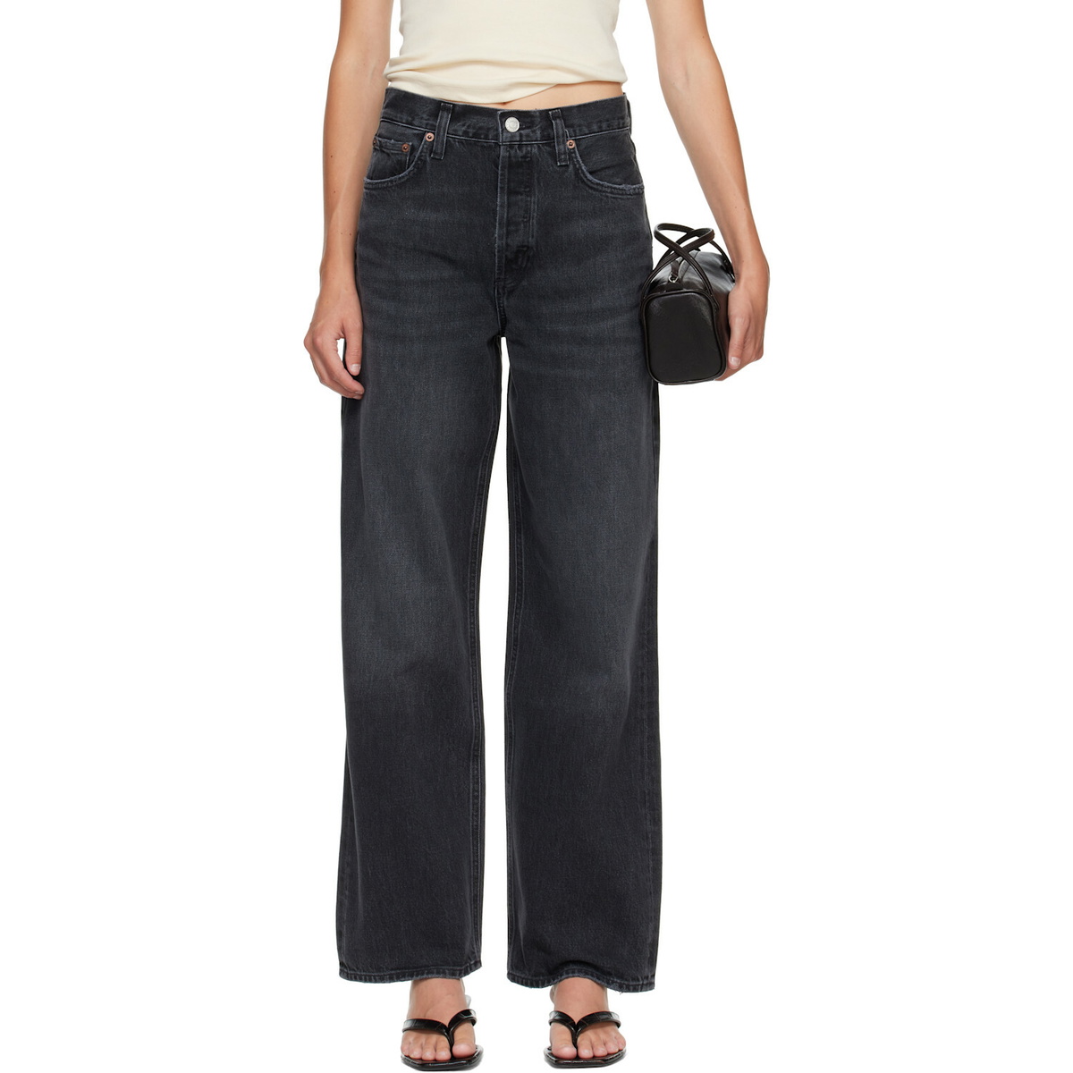 AGOLDE Black Low Slung Baggy Jeans