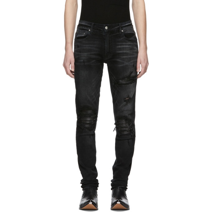 Photo: Amiri Black Leather Patch MX-1 Jeans