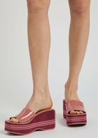 Chloe Swimming Cool 90 Striped Patent Leather Wedge Mules Pink