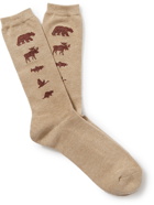 Anonymous Ism - Intarsia Cotton-Blend Socks - Neutrals