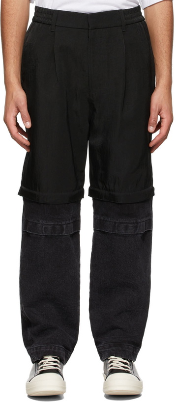 Photo: JERIH Black Paneled Colorblock Trousers