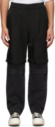 JERIH Black Paneled Colorblock Trousers