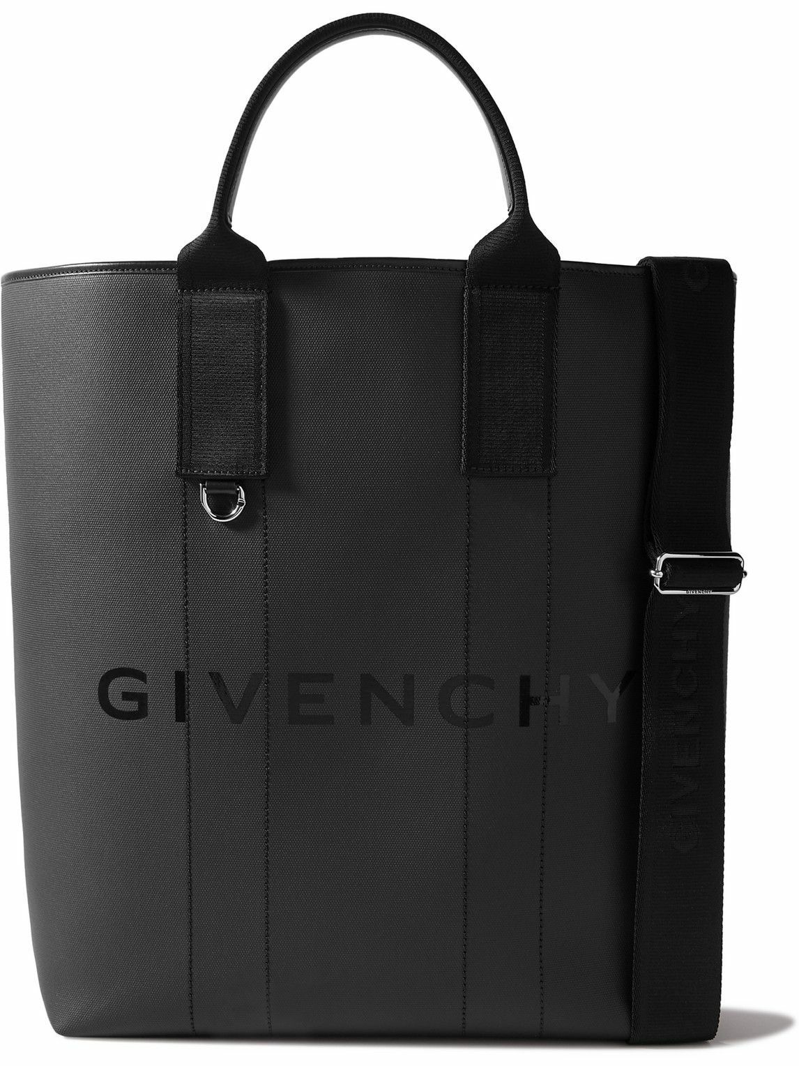 Givenchy - G-Essentials Logo-Print Leather-Trimmed Coated-Canvas Tote ...
