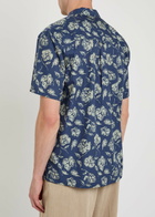 Forét Floral-print Cotton Shirt Navy