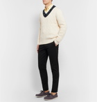 Polo Ralph Lauren - Argyle-Trimmed Cable-Knit Cotton and Cashmere-Blend Sweater - Neutrals