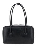 Marge Sherwood boston Black Shoulder Bag With Embossed Logo Lettering On The Front In Leather Woman