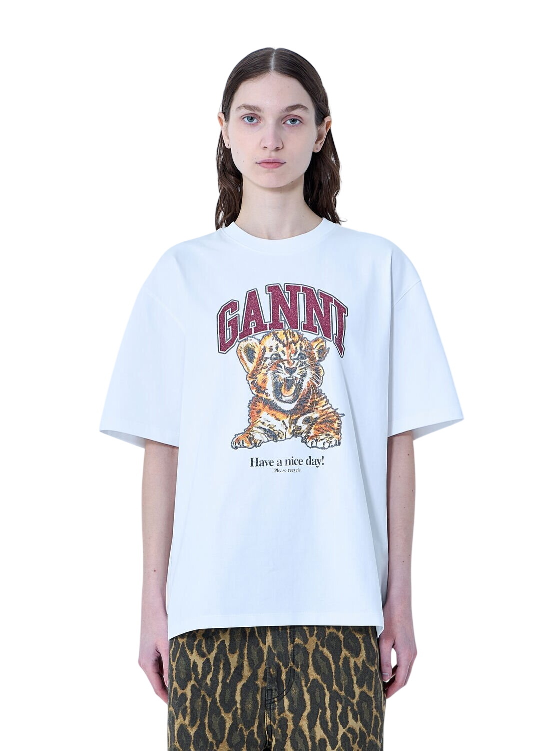 GANNI UFO プリント Tシャツ GANNI Grey Alien Logo T-Shirt GANNI