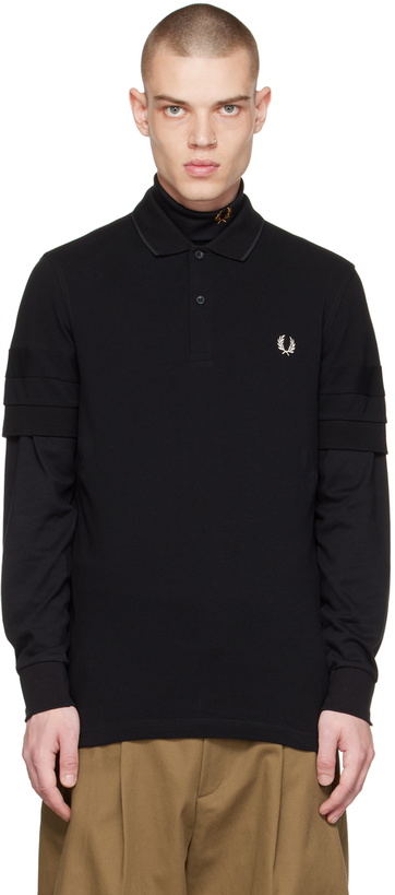 Photo: Fred Perry Black Paneled Sleeve Polo