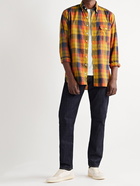 DRAKE'S - Button-Down Collar Checked Cotton, Linen and Ramie-Blend Shirt - Yellow