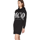 McQ Alexander McQueen Black Logo Oversized Hoodie Dress