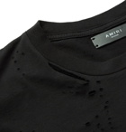 AMIRI - Distressed Printed Cotton-Jersey T-Shirt - Black