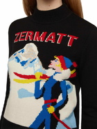 MC2 Saint Barth Crewneck Sweater New Queen With Zermatt Postcard Jacquard