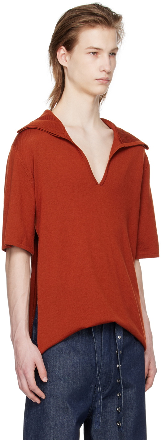 T/SEHNE SSENSE Exclusive Orange Open-Seam Polo