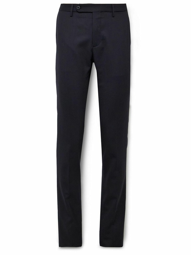 Photo: Incotex - Slim-Fit Wool-Blend Twill Trousers - Blue