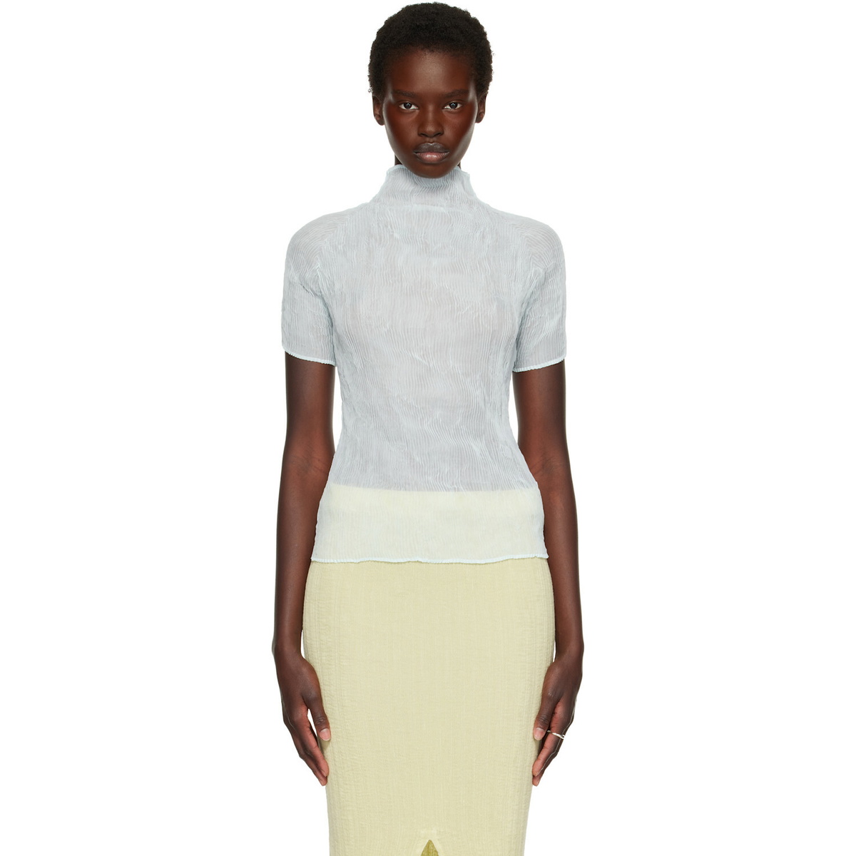 ISSEY MIYAKE Blue Chiffon Twist 1 Top