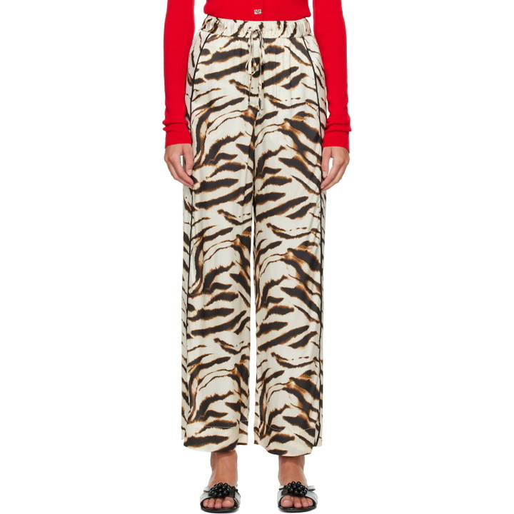 Photo: GANNI Beige Zebra Satin Lounge Pants