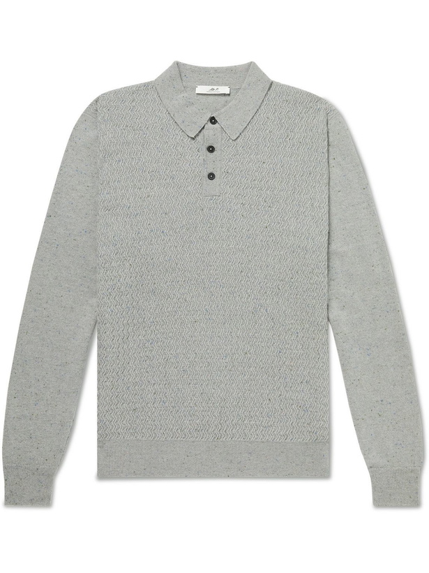 Photo: Mr P. - Racking Stitch Donegal Wool Polo Shirt - Gray