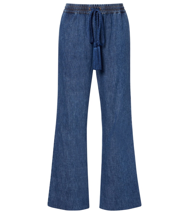 Photo: Valentino Cotton chambray wide-leg pants