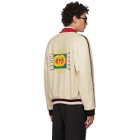 Gucci White Perforated Leather Bomber Jacket
