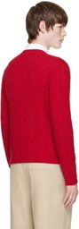 AMI Paris Red Cable Wool Cardigan
