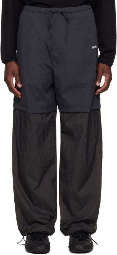 Photo: AMOMENTO Gray Nylon Layered Trousers