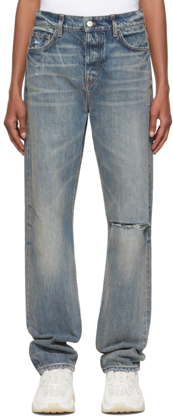 Photo: AMIRI Blue Straight Fit Slit Jeans