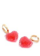 Crystal Haze Jelly Heart 18kt Gold-plated Hoop Earrings - Red - One Size