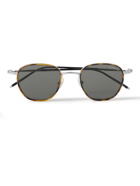 Montblanc - Round-Frame Tortoiseshell Acetate and Silver-Tone Sunglasses