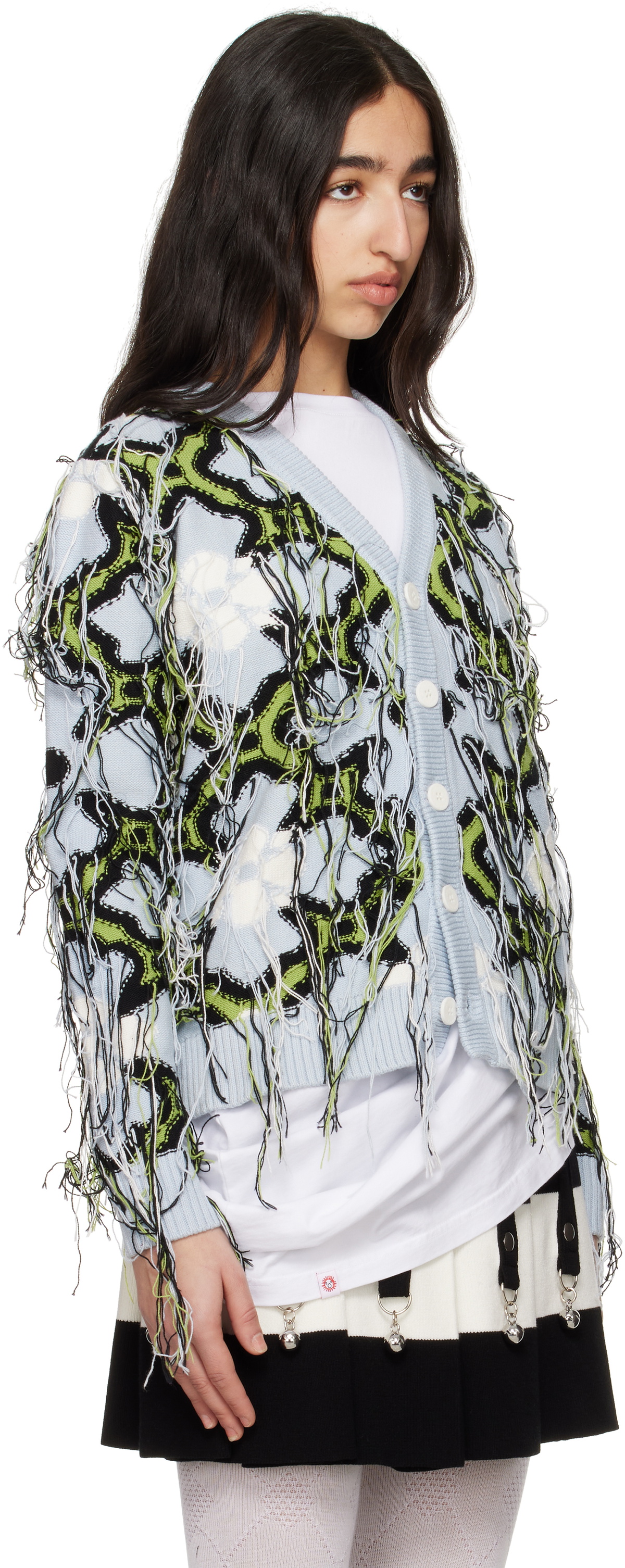 Charles Jeffrey LOVERBOY Blue & Green Guddle Cardigan