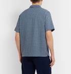 Universal Works - Camp-Collar Checked Cotton-Seersucker Shirt - Navy