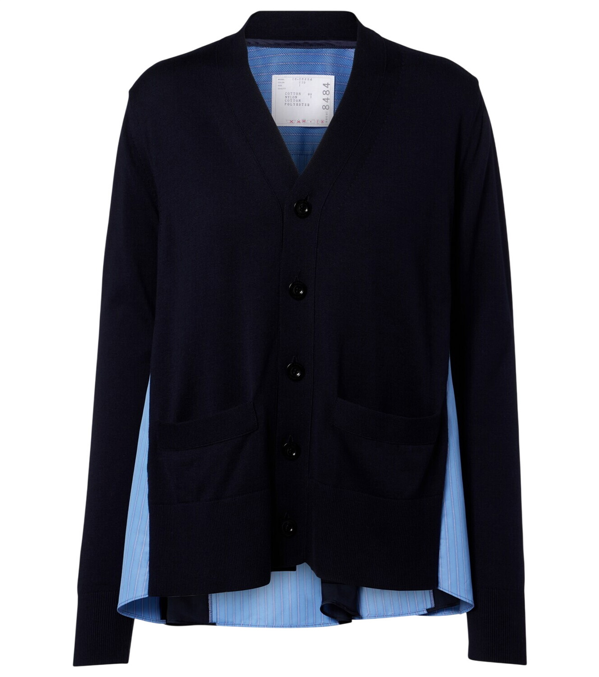 sacai Navy & Khaki Nylon Twill x Knit Cardigan Sacai