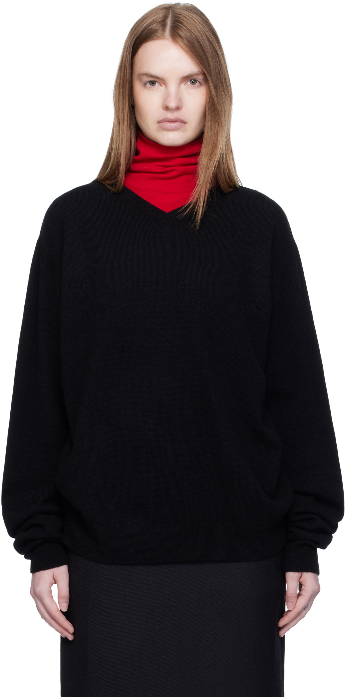Arch The Black Cashmere V-Neck Pullover Sweater