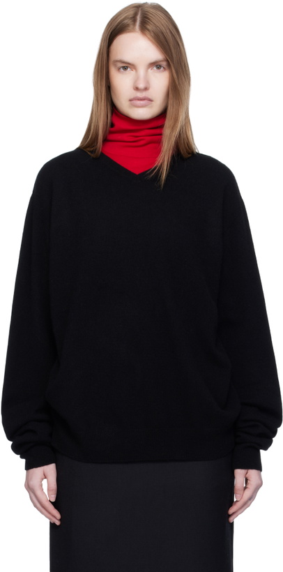 Photo: Arch The Black Cashmere V-Neck Pullover Sweater