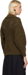 Simone Rocha Khaki Sculpted Chunky Knit Chain Detail Cardigan
