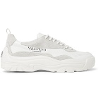 Valentino - Valentino Garavani Gumboy Suede-Trimmed Leather Sneakers - White