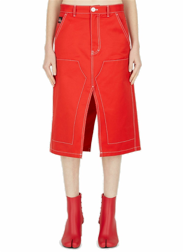 Photo: Workwear Mid Length Skirt in Red