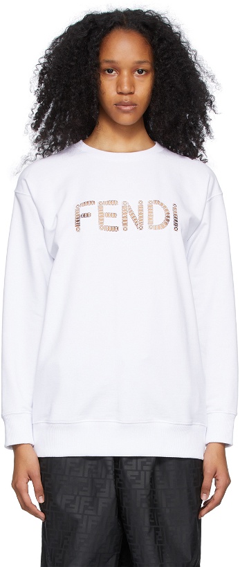 Photo: Fendi White Cut-Out Logo Sweatshirt